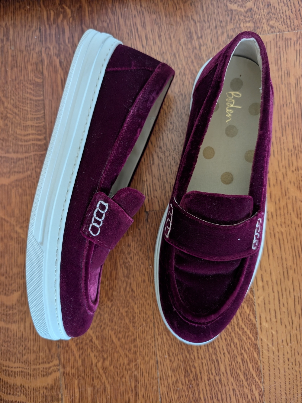 Boden Women’s Velvet Platform Loafers Sneakers in Burgundy Size US 9 EU 40
